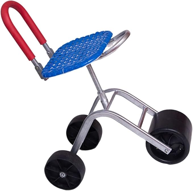 Gardening Seat with WheelsRolling Stool 36-48Cm Adjustable Height Portable Storagefor Lawn Yard Patio HomeBlue