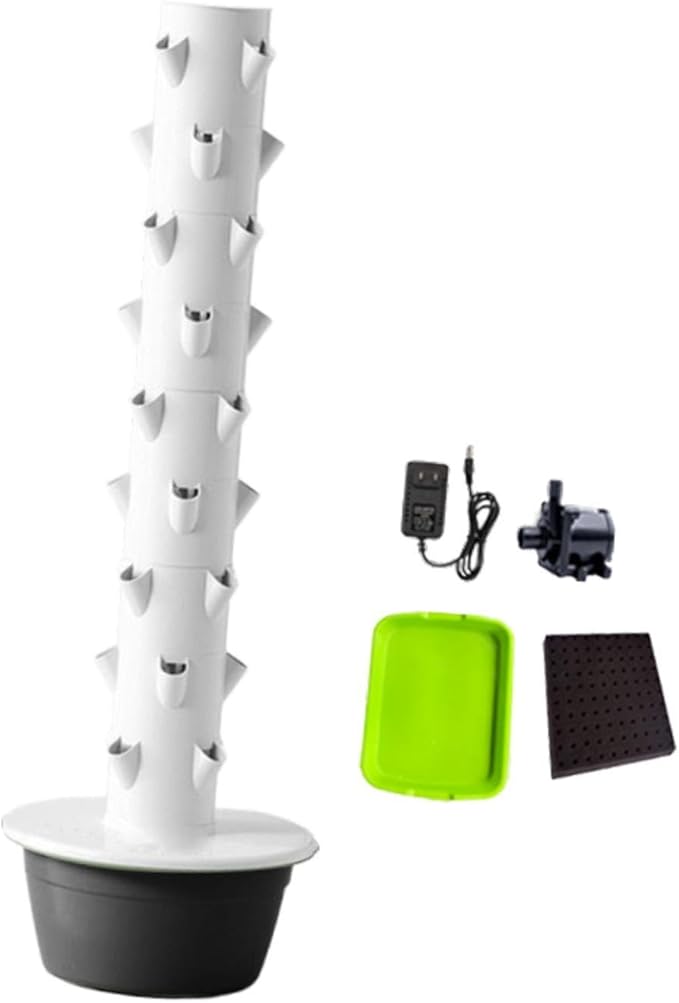 Hydroponics Growing System Hydroponic Tower Nursery Planter Plant Germination Kit Vertical Garden Planter for Flowers Peppers Black L