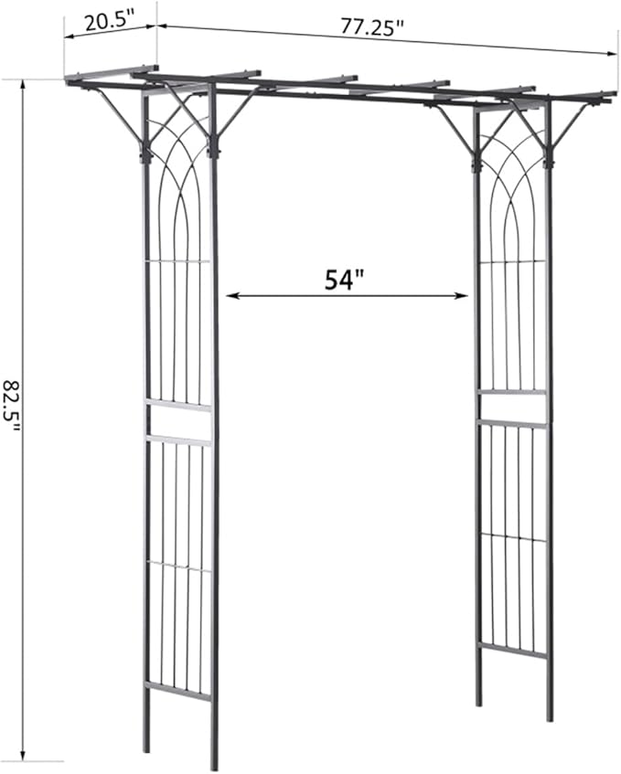 Metal Garden ArchSteel Garden Trellisfor Lawn Party Ceremony Wedding Decoration Black (Type 1)