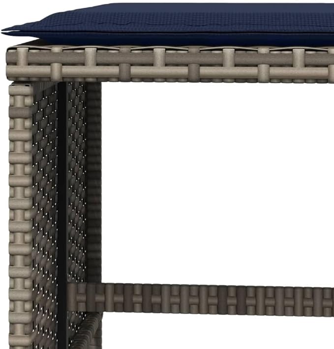vidaXL Garden Stool Grey PE Rattan Powder-Coated Steel 157x157x138 in
