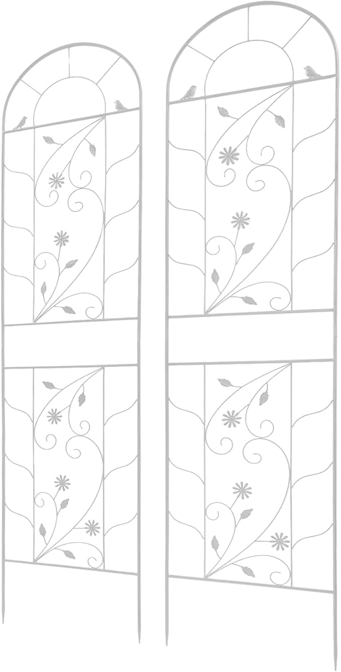 2Pcs Rustic Iron Arch Decoration Garden Trellis Garden Fences Iron Climbing Plant Racks Outdoor Decoration Arched Fence Trellis for Climbing Plants for Patio Lawn Yard（White）