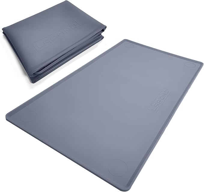 Silicone Waterproof Mat for Hydroponics Growing System IndoorWater Bucket MatEasy to Clean and Non-Slip43.3 x 23.6 InchesGray