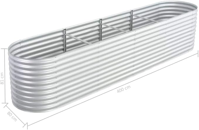 Garden Raised Bed 157.4x31.4x31.8 Galvanized Steel Silver
