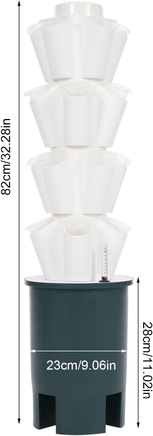 20-Plants Vertical Hydroponics Tower System Growing System Vertical Garden Planter with Pump &amp Water Tank Hydroponic Mechanism for Home Kitchen Balcony - White
