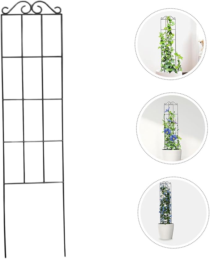 Operitacx 4pcs Metal Garden Trellis Plant Climbing Rack Support Frame for Potted Vines Indoor Outdoor Plant Climbing Holder 50x15cm Black