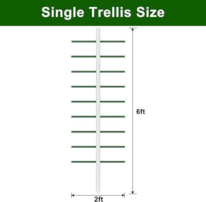 Agfabric 6ft Garden Trellis for Climbing Plants Outdoor U Tower Trellis with 9 Arms(Each 2ft) Fiberglass Rust-Free Plant Support Trellis for Vegetable Plants U Cross-Section (6ft*2ft1pack)