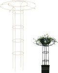 Tower Obelisk Garden Trellis Tall Metal Support Garden Frame Trellis for Indoor/Outdoor Climbing Vines and Flowers(White180cm)