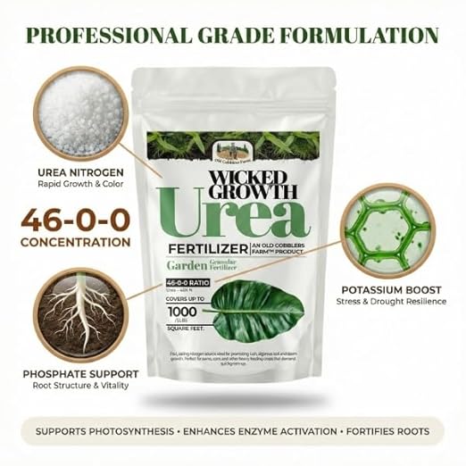Old Cobblers Farm™ Wicked Growth High-Efficiency 46-0-0 Fertilizer - Urea - Fast-Acting Nitrogen Source for Lush Growth in Gardens &amp Farms -Soluble (5 lbs | 10 lbs | 15 lbs | 20 lbs) (15lbs)