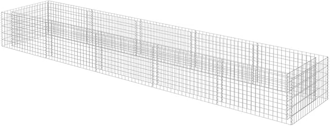 Galvanized Steel Gabion Raised Bed 177.2x35.4x19.7 Silver Outdoor Planter Box &amp Privacy Fence Barrier for Garden Patio Yard