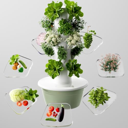 Vertical Hydroponic Tower Growing System - 9-Layer Indoor/Outdoor Garden for Herbs &amp Vegetables Complete Plant Germination Kit for Home Farming and Houseplants