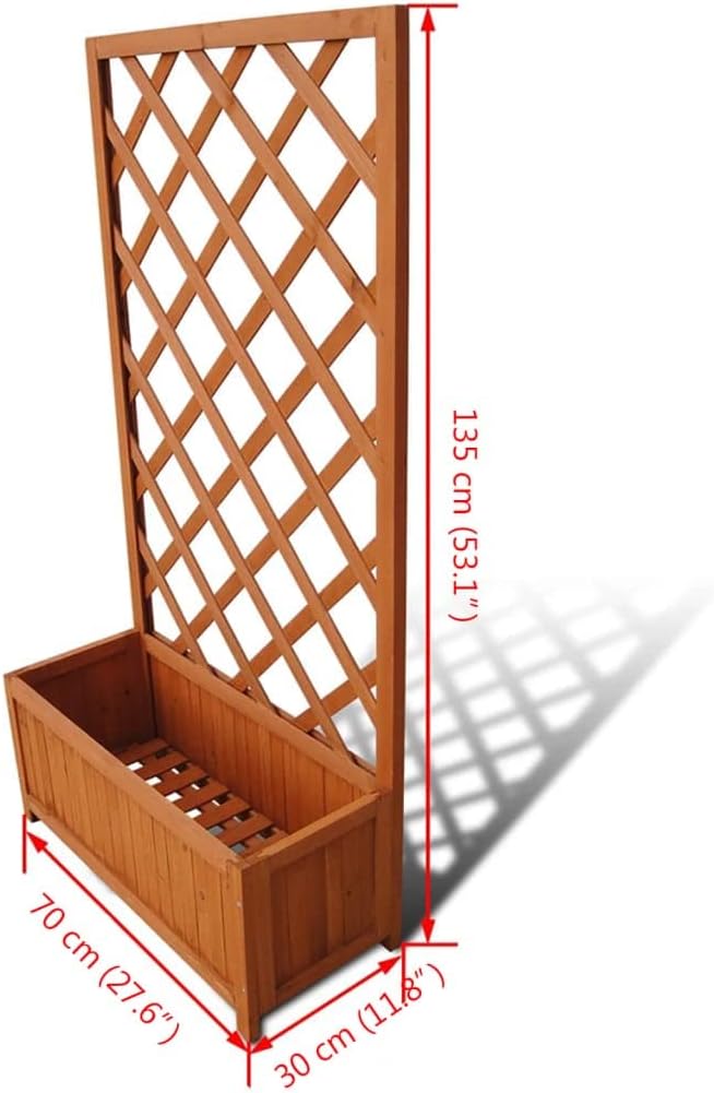 Solid Wood Trellis Planter Wood Garden Planter with Trellis Raised Garden Bed with Trellis for Vine Climbing Plants Flower Vegetable 27.6x11.8x53.1 -89