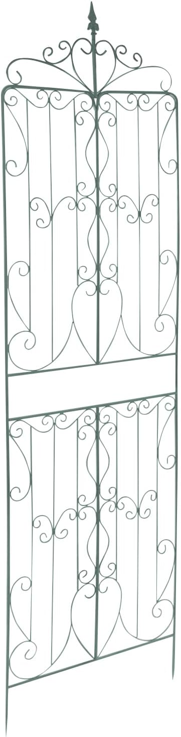 2 Pack Iron Garden Trellis for Climbing Plants 93 Heavy Duty Rustic Scrollwork Panel for OutdoorRose Vines Cucumbers Support Greenhouse Flowerbed Backyard (Green)