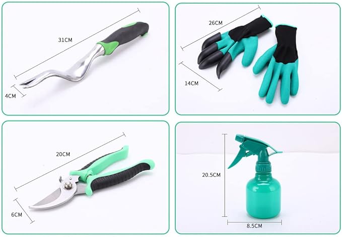 Garden Tool Set 9 Piece Stainless Steel Heavy Duty Gardening Tools with Garden Gloves and Garden Tote Ideal Garden Tool Kit Gift for Women/Men/Parent