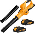 20V Cordless Leaf Blower with Battery and Chrager 150MPH Handheld Blower with Variable Speed Small Electric Leaf Blowers for Yard Lawn Care Garden Patio and Driveway Cleaning (Battery x2)