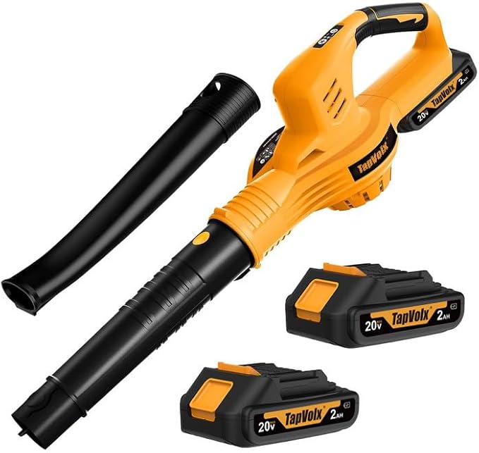 20V Cordless Leaf Blower with Battery and Chrager 150MPH Handheld Blower with Variable Speed Small Electric Leaf Blowers for Yard Lawn Care Garden Patio and Driveway Cleaning (Battery x2)