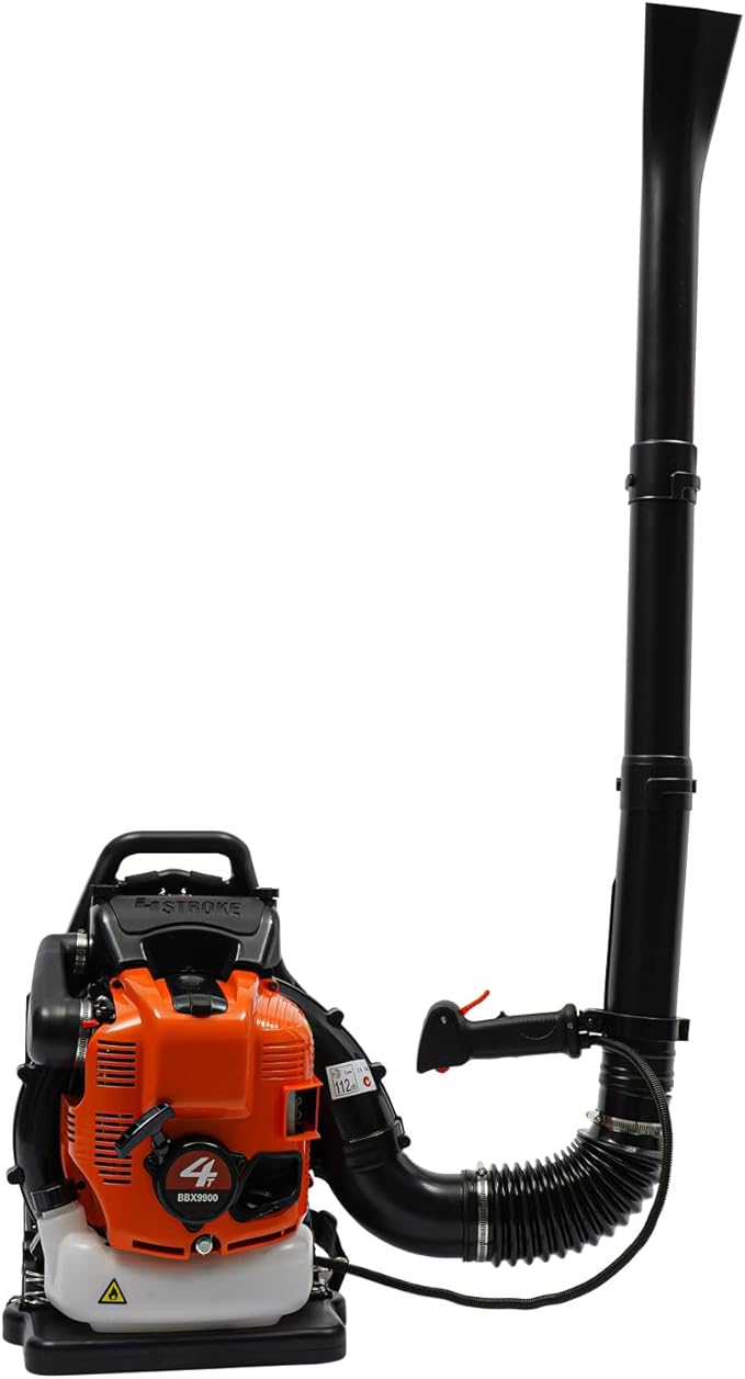 4-Stroke 75.6CC Backpack Gas Powered Leaf Blower 2.6KW Commercial Gasoline Grass Lawn Blower Heavy Duty Gas Leaf Blower with Air-Cooled &amp 1.9L Fuel Tank for Yard Lawn Care Snow Removal