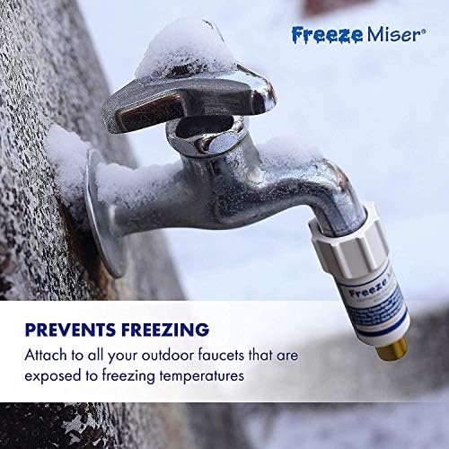Freeze Miser Outdoor Faucet &amp Spigot Freeze Protection – Patented Valve Shield Activates at Water Temperature Below 37°F/3°C – Durable Winter Cover Alternative – Quick Install Saves Water – 2 Pa