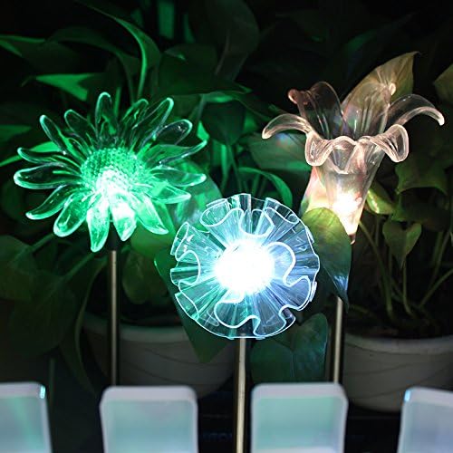 Plant Growing Lamps Solar Light LED Colorful Light Outdoor Lotus Dandelion Lily Sunflower Stake Lights for Yard Garden Path Way Landscape Lamp