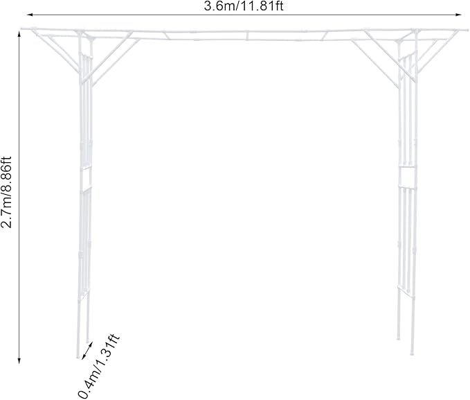 11.8x8.9ft Large Garden Trellis for Climbing Plants Heavy Duty Steel Arch Trellis for Outdoor Cucumber Grape Rose Pea Flower Plant Support Garden Arch for Wedding Arch Decor (White)