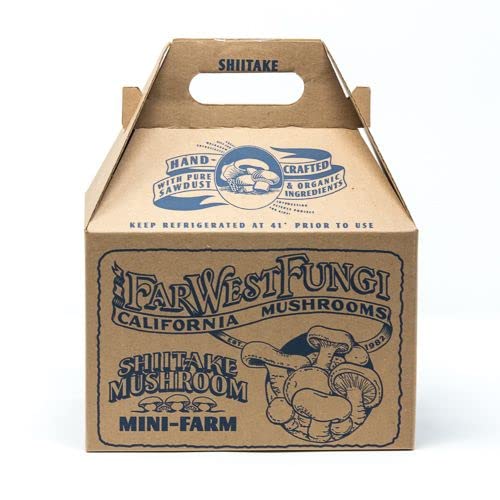 Far West Fungi Shiitake Mushroom Mini-Farm Grow Kit 5lbs Non-GMO Easy to Use Grow Your Mushrooms at Home Produced by Real Farmers in California.
