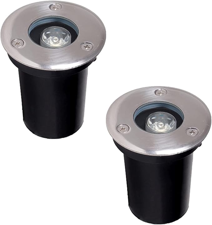 2PCS Led Recessed Floor Spotlight - Floor Landscape Light Round LED Buried Lamp IP65 Waterproof Underground Light for Landscape Decoration Garden Floor Patio Sidewalk Lighting (Yellow 1WDC24V