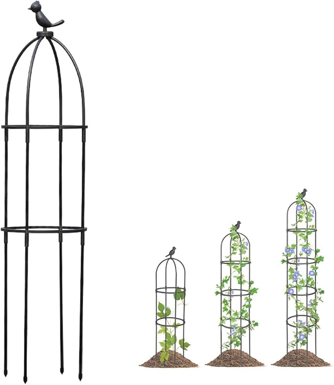 Obelisk Plant Tower Garden Trellis for Climbing Plants Flowers Stand Rose Vines Trellis for Outdoor &amp Indoor Garden Obelisk(Black20x115cm/7.9x45in)