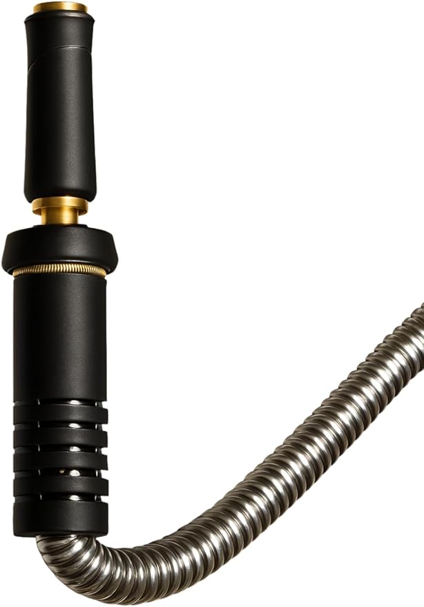100ft Silver Stainless Steel Garden Hose – Heavy-Duty Metal Hose with Brass Fittings &amp Nozzle Kink-Free Leak-Proof Weather-Resistant