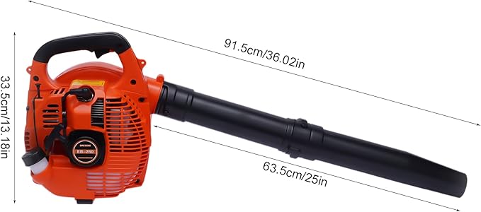 25.4CC Cordless Leaf Blower 7000RPM Handheld Gas Blower Gas Powered Leaf Blower with Silencer Powerful Clearing Performance Gas Leaf Blower for Lawn Care Patio Blowing Leaves and Snow Orange