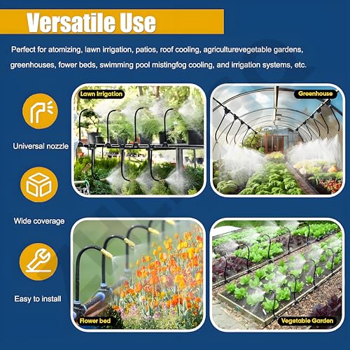 Drip Irrigation System Kit with Smart Timer 360° Adjustable Garden Watering Solution for Greenhouse Yard &amp Plants 20m/65.6ft Automatic Irrigation Setup
