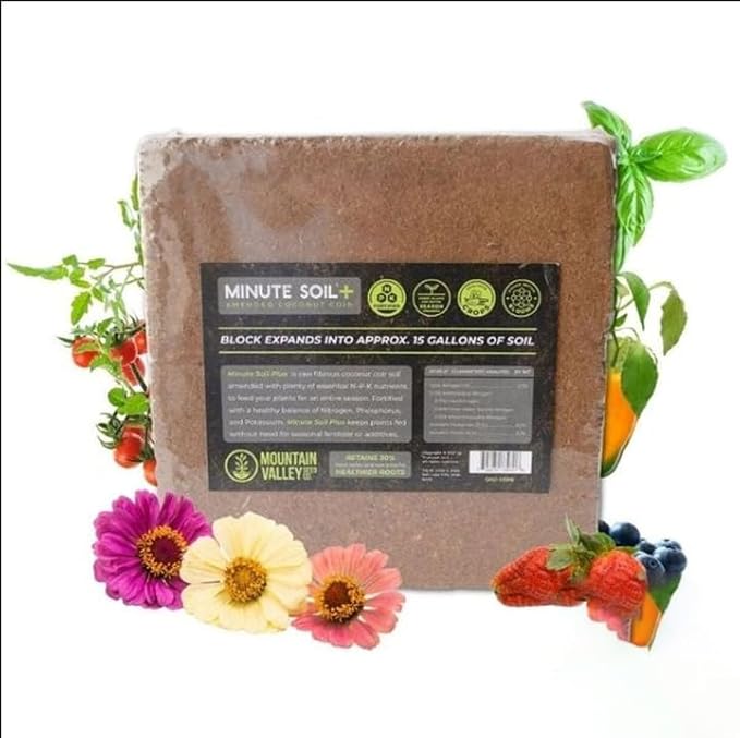 Minute Soil Plus Bucket of Pucks – NPK Amended Compressed Coco Coir Discs Bricks &amp Blocks – Expands with Water – High Water Retention &amp Aeration – Indoor/Outdoor Gardening