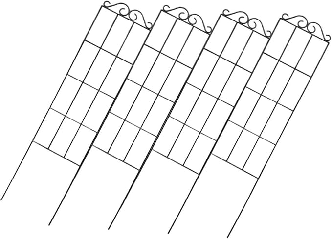 TEHAUX 4pcs Metal Plant Climbing Support Frames 50x15cm Black Vine Climbing Flower Rack Indoor Outdoor Garden Trellis for Potted Plants and Home Use