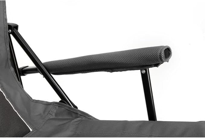 High Back Heavy Duty Lawn Chair Support 250LBS Portable Collapsible Chair with Cup Holder (Gray + Steel)