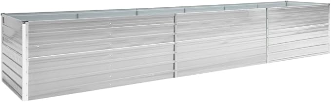 Garden Raised Bed Galvanized Steel 189x31.5x17.7 Gray