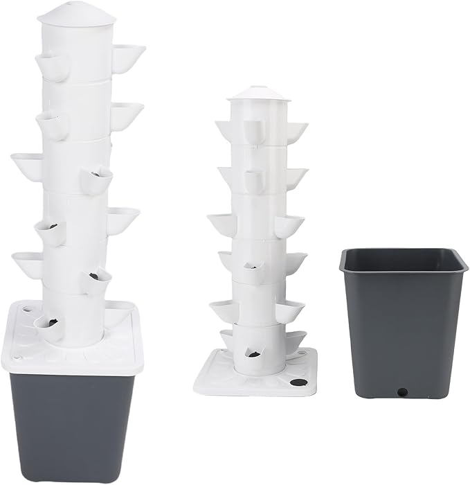 Vertical Hydroponic Growing System Space Saving 18 Hole Hydroponic Tower with 10L Watertank for Home (US Plug)
