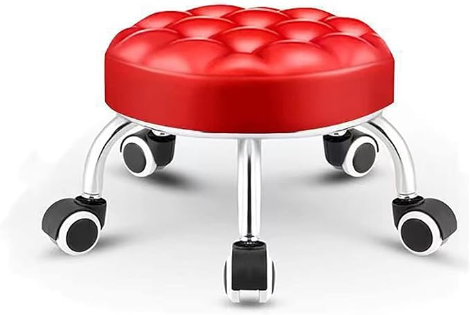 N/A Rolling Stool with Wheels Mini Rolling Scoot Stool with Cushion for Factory Library Laboratory Garage Gardening HomeB