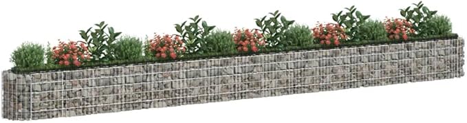 Gabion Raised Bed Galvanized IronRaised Flower BedsGardening PlantersMultifunctional Raised BedPlant Privacy FenceGreenhouse Planterfor GardensPatiosalconiesTerraces240.2x19.7x19.7