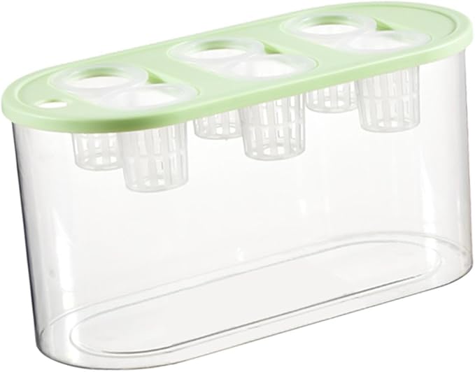 Hydroponics Grower Box Desktop Micro Landscape Tank with 6 Holes Indoor Tabletop Mini Aquarium for Vegetables Plants and Fish- Green