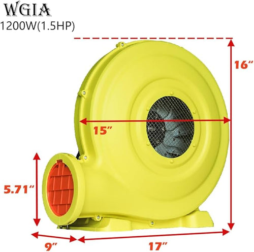 1200W(1.5PH) Blower for Inflatable Bounce House Commercial Electric Pump Fan for Inflatable Water Slides &amp Screen Movie Quick Blow Up（UL certification）