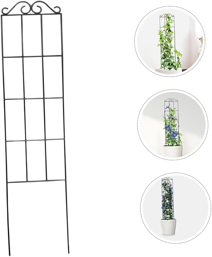 4pcs Black Metal Climbing Plant Support Frame 50x15cm Garden Trellis for Vines Flowers Vegetables Potted Plant Stand for Home and Outdoor Use