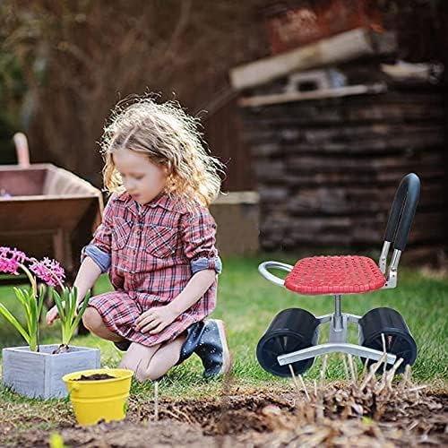 Portable Garden Stool Gardening Stool with Wheels Height Adjustable 25-35CmUsed for Painting Cleaning Car Repair and Other TasksCollector88