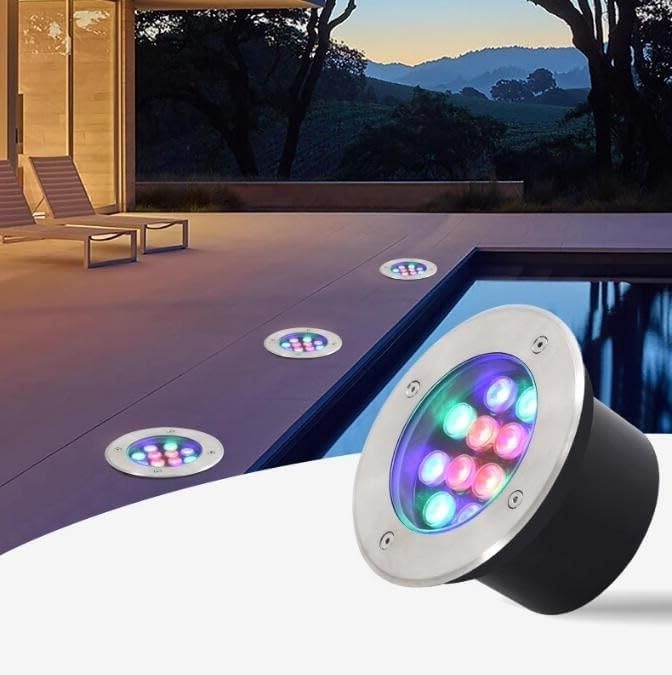 LED Landscape Light - 12V IP67 Waterproof Embedded Ground Spotlight for Lawn Terrace and Garden (Blue 9W Green 36W)