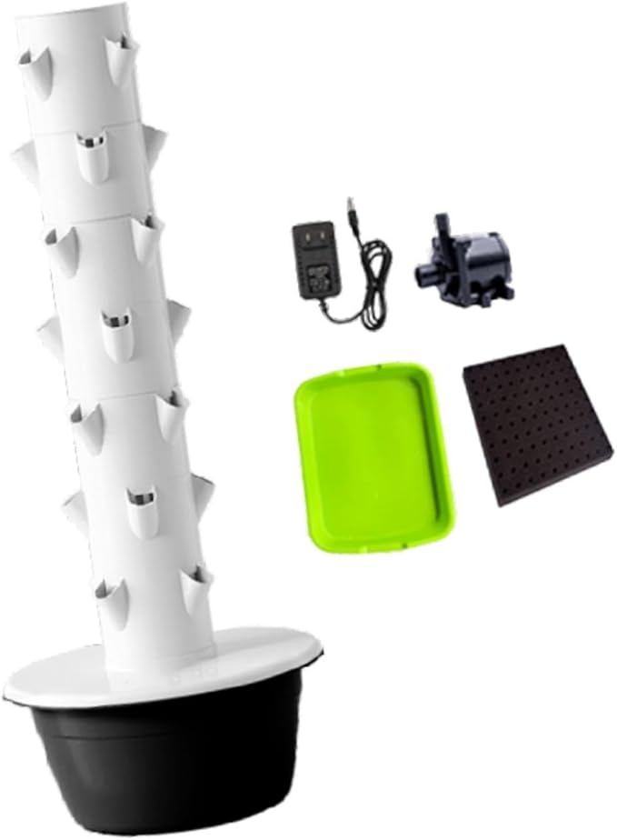 Hydroponic Tower Hydroponics Growing System Kit Eco Friendly Space Saving Vertical Garden Planter for Flowers Gardening Lover Black M