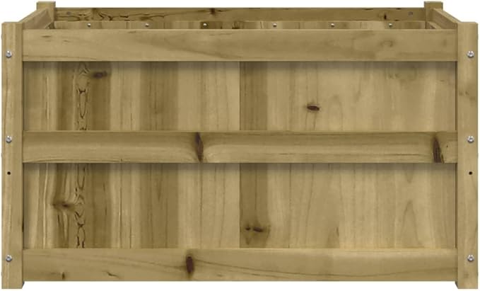 Garden Planter Set of 2 Brown Vacuum Pressure Treated Pinewood 35.4x35.4x19.7 Inch Rectangular Raised Garden Beds Outdoor for Flowers Herbs Vegetables