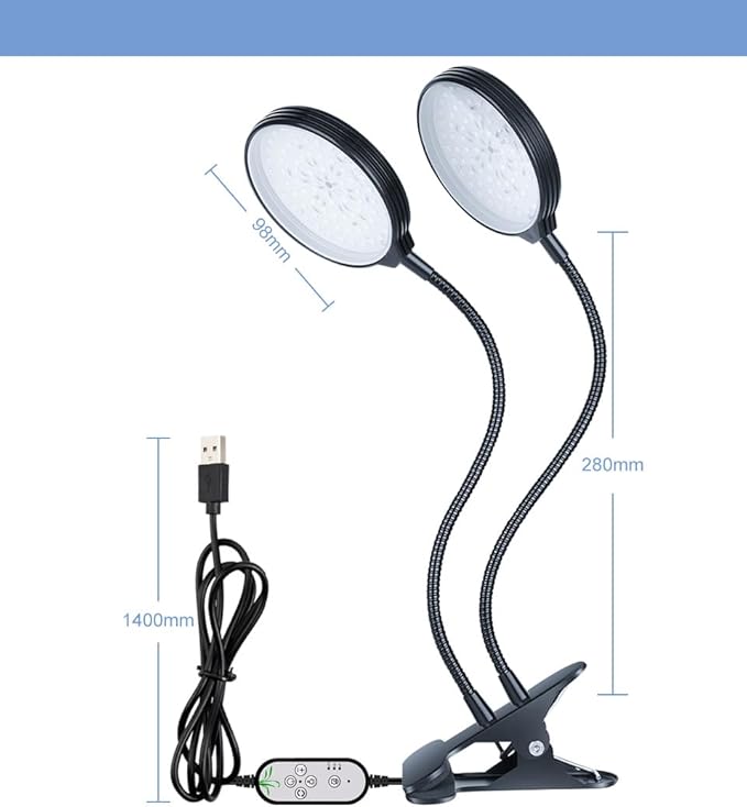 80W Full-Spectrum Planting Lamping 5-Level Brightness Adjustment Automatic on/Off Integrated Seed Cultivation Bulb 360° Flexible Angle Adjustment Hydroponic Green Plant Lighting UV/IR Greenhouse