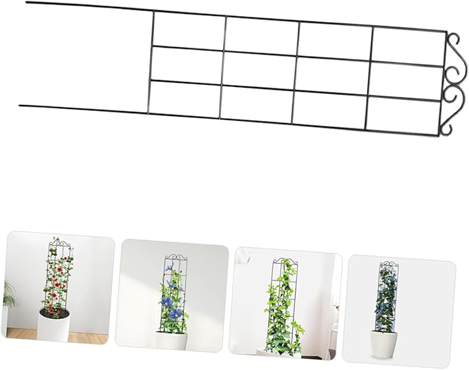 VILLCASE 4pcs Garden Plant Climbing Trellis Frame Metal Support for Vines Potted Plants Indoor Outdoor Gardening 50x15cm Black Climbing Stem Holder