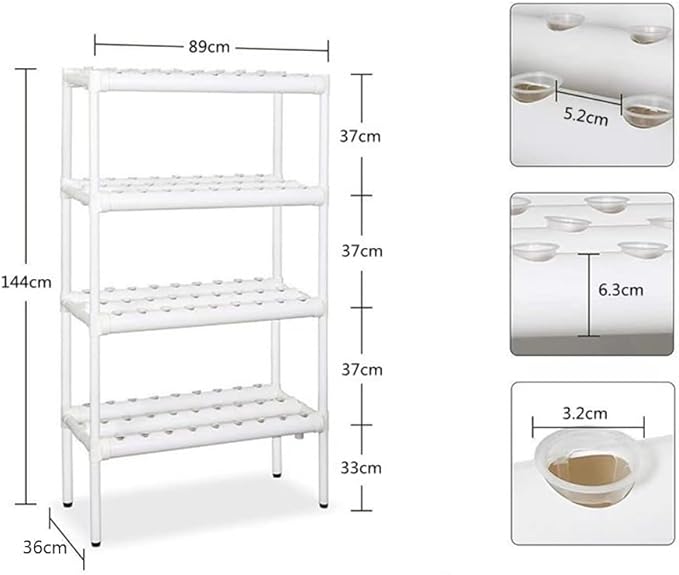 Hydroponics Growing System Kit Indoor Garden Vertical Hydroponic Tower with Water Pump PVC Drinking Water Pipe Height-Adjustable Foot Pads for Fruits