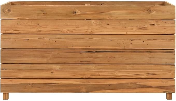 YAFF Raised Planter Box with Shelves for Indoor/Outdoor Use – Recycled Teak Wood &amp Steel Weather-Resistant 39.4x21.7 for Garden Patio Balcony Decor Easy Assembly