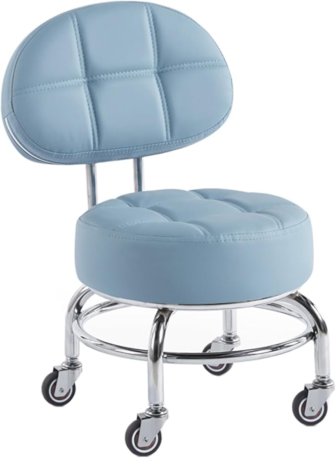 Low Rolling Stool with Wheels360° Rotating Pulley Low Stool with BackrestFoot Stools with Universal Swivel Caster Wheels Leather Small Stools for GarageGardeningHomeDaily