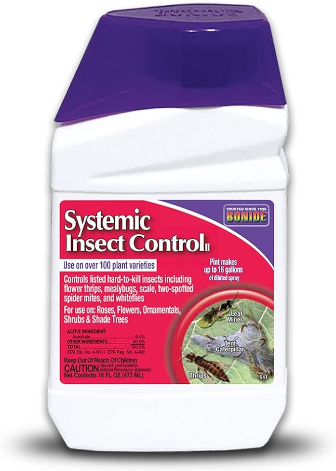 Bonide Systemic Insect Control 16 oz Concentrate Long Lasting Insecticide for Outdoor Gardening Makes 16 Gallons