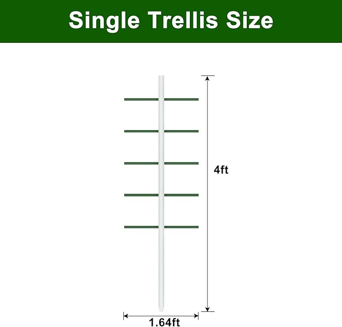 Agfabric 4ft Garden Trellis for Climbing Plants Outdoor U Tower Trellis with 5 Arms(Each 1.64fft) Fiberglass Rust Proof Semicircular Cross-Section (4ft*1.64ft1pack)
